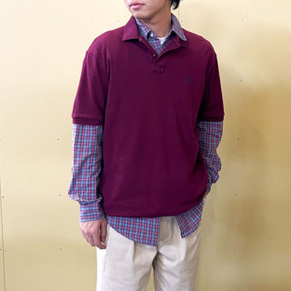 00's Ralph Lauren S/Sポロシャツ(ワインレッド)