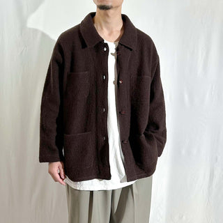 90's Andre Christian ブラウン ウール メルトン カバーオール ジャケット