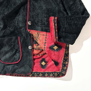 00's Cold Water Creek コンチョボタン 馬 アニマル リバーシブル フリース ジャケット