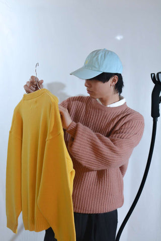 90's "made in USA" London Fog ダスティピンク ヴァージンアクリル ニット セーター