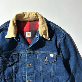 80's carhartt "100years Model" 裏フランネル トラッカー デニム ジャケット