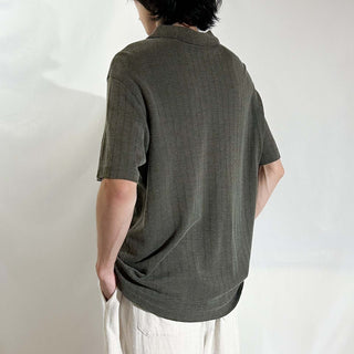 90's PERRY ELLIS コットン×レーヨン ニット S/Sポロシャツ