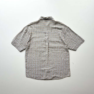 90's～ インドコットン×リネン ストライプ ボタンダウン S/Sシャツ