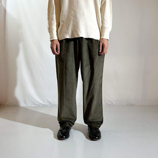 90's～ "deadstock" LANDS' END ２タック コーデュロイ パンツ (OLIVEDRAB 33×32)