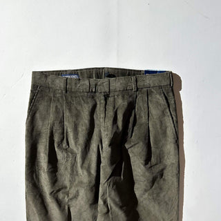 90's～ "deadstock" LANDS' END ２タック コーデュロイ パンツ (OLIVEDRAB 33×32)