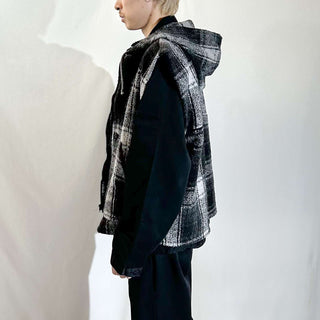 オーバーサイズ チェック メキシカン フーデッド ベスト