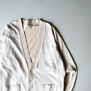 90's Claiborne オフホワイト ヘリンボーン コットン カーディガン