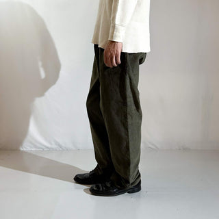 90's～ "deadstock" LANDS' END ２タック コーデュロイ パンツ (OLIVEDRAB 33×32)