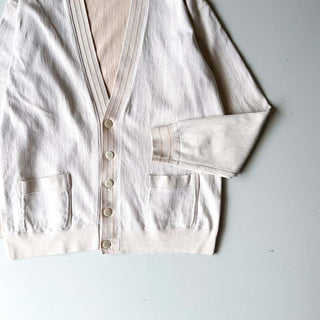 90's Claiborne オフホワイト ヘリンボーン コットン カーディガン