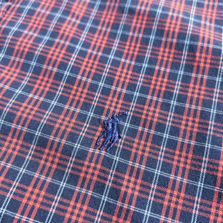 Ralph Lauren ボタンダウン チェック L/Sシャツ(オレンジ×ネイビー)