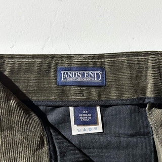 90's～ "deadstock" LANDS' END ２タック コーデュロイ パンツ (OLIVEDRAB 33×32)