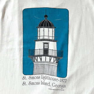 90's "made in USA" JENSEN "ST.SIMONS LIGHTHOUSE-1872" 両面プリント Tシャツ