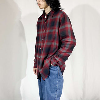 00's HOBBS CREEK ブラック×レッド シャドーチェック風 L/Sネルシャツ