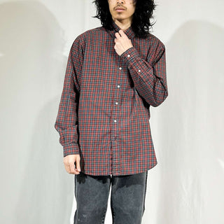 Ralph Lauren ボタンダウン チェック L/Sシャツ(オレンジ×ネイビー)