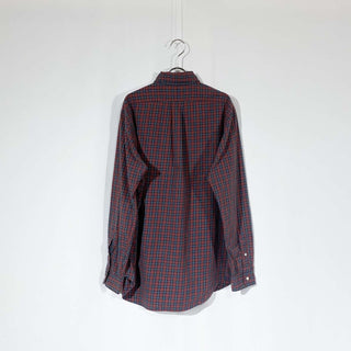 Ralph Lauren ボタンダウン チェック L/Sシャツ(オレンジ×ネイビー)