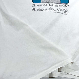 90's "made in USA" JENSEN "ST.SIMONS LIGHTHOUSE-1872" 両面プリント Tシャツ