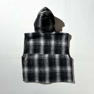 オーバーサイズ チェック メキシカン フーデッド ベスト