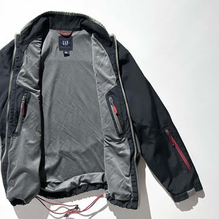 00's GAP ブラック ダブルジップ ドローコード シェル ジャケット