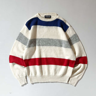80's～90's "made in USA" PURITAN シェットランドウール マルチボーダー ニット セーター