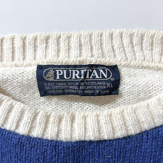 80's～90's "made in USA" PURITAN シェットランドウール マルチボーダー ニット セーター
