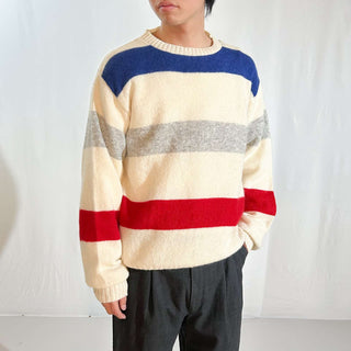 80's～90's "made in USA" PURITAN シェットランドウール マルチボーダー ニット セーター