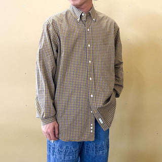 90's Eddie Bauer コットンブロード チェック ボタンダウン L/Sシャツ