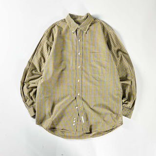 90's Eddie Bauer コットンブロード チェック ボタンダウン L/Sシャツ