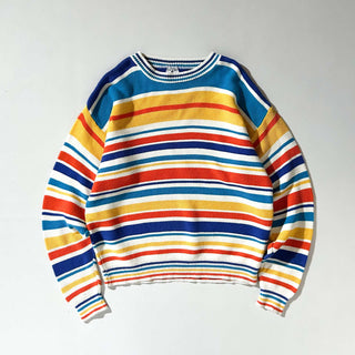 90's～ マルチボーダー コットン ニット セーター