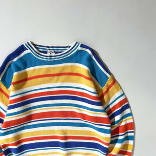 90's～ マルチボーダー コットン ニット セーター