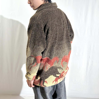 90's～ County Clothing Co. ブラウン コンチョボタン 馬 アニマル フリース ジャケット