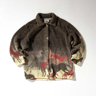90's～ County Clothing Co. ブラウン コンチョボタン 馬 アニマル フリース ジャケット