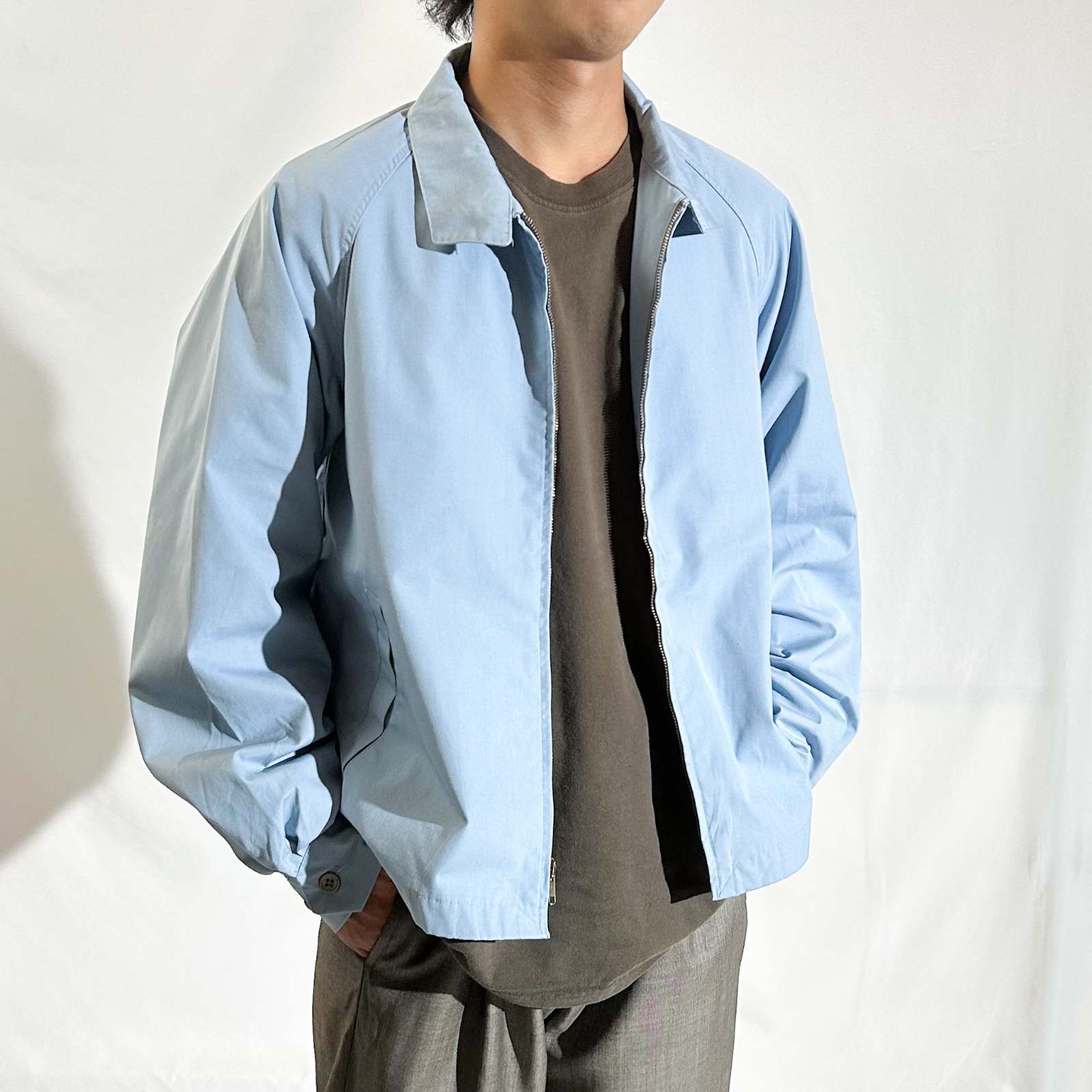 90'S LL Bean ピーチスキン 裏地付き ドリズラージャケット ブルー 90'S LL Bean ピーチスキン 裏地付き ドリズラージャケット ブルー 40s