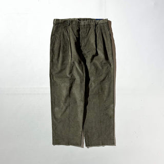 90's～ "deadstock" LANDS' END ２タック コーデュロイ パンツ (OLIVEDRAB 35×29)