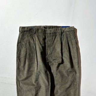 90's～ "deadstock" LANDS' END ２タック コーデュロイ パンツ (OLIVEDRAB 35×29)