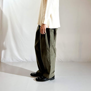 90's～ "deadstock" LANDS' END ２タック コーデュロイ パンツ (OLIVEDRAB 35×29)