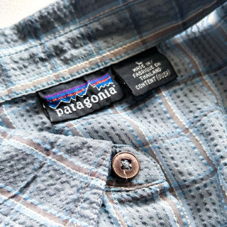 90's Patagonia シアサッカー チェック S/Sシャツ