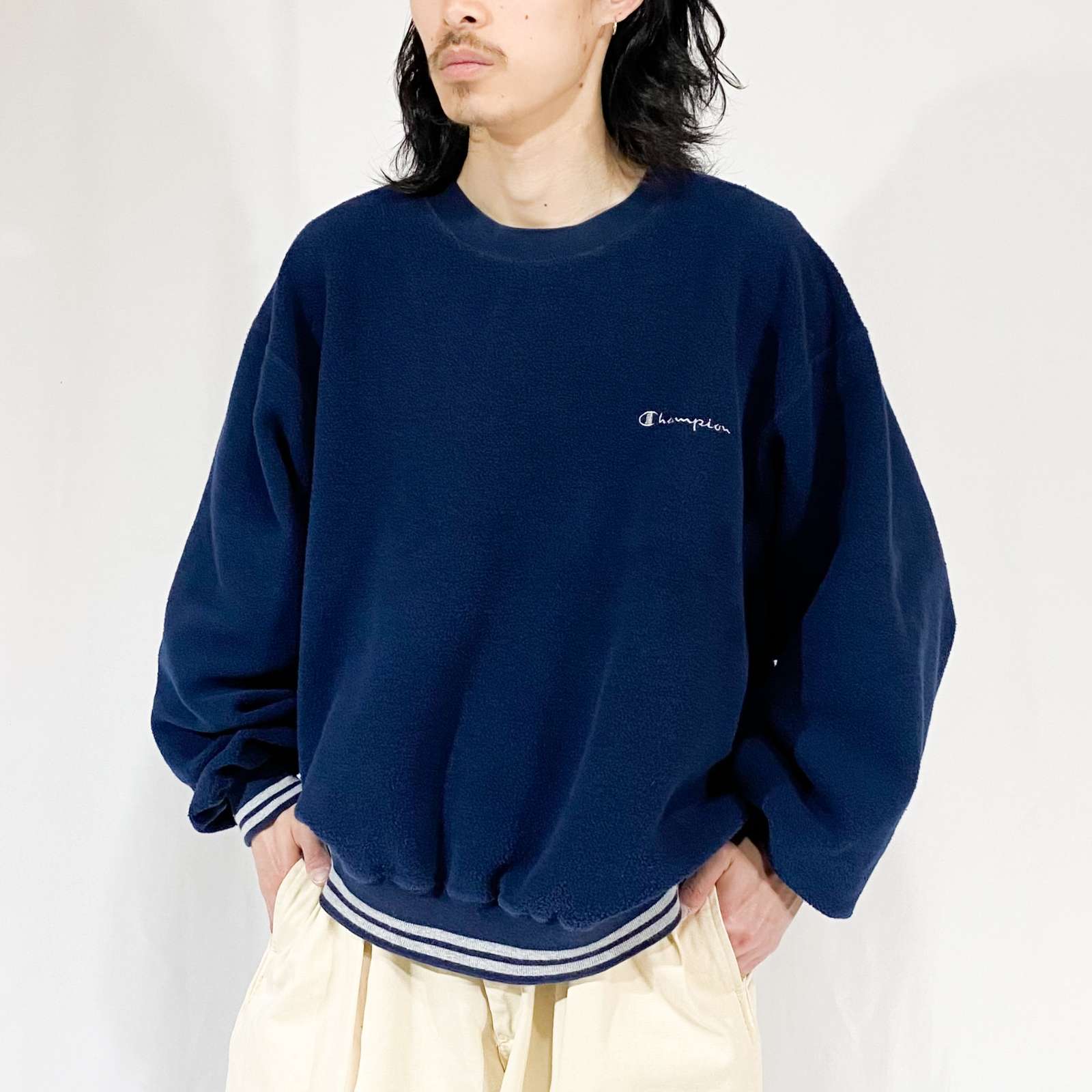 champion 表起毛 リブ切替 スウェット シャツ