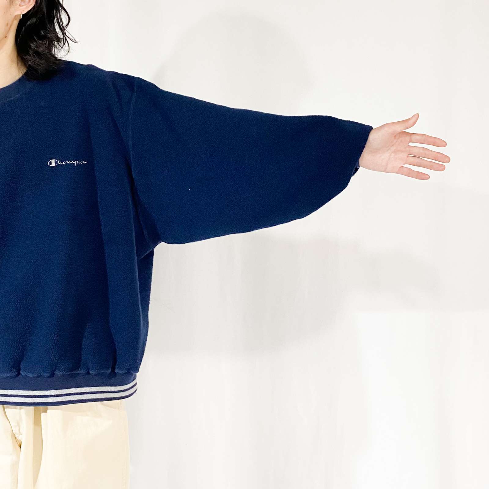champion 表起毛 リブ切替 スウェット シャツ