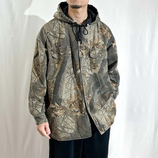 00's Duxbak 裏キルティング フーデッド リアルツリー シャツジャケット