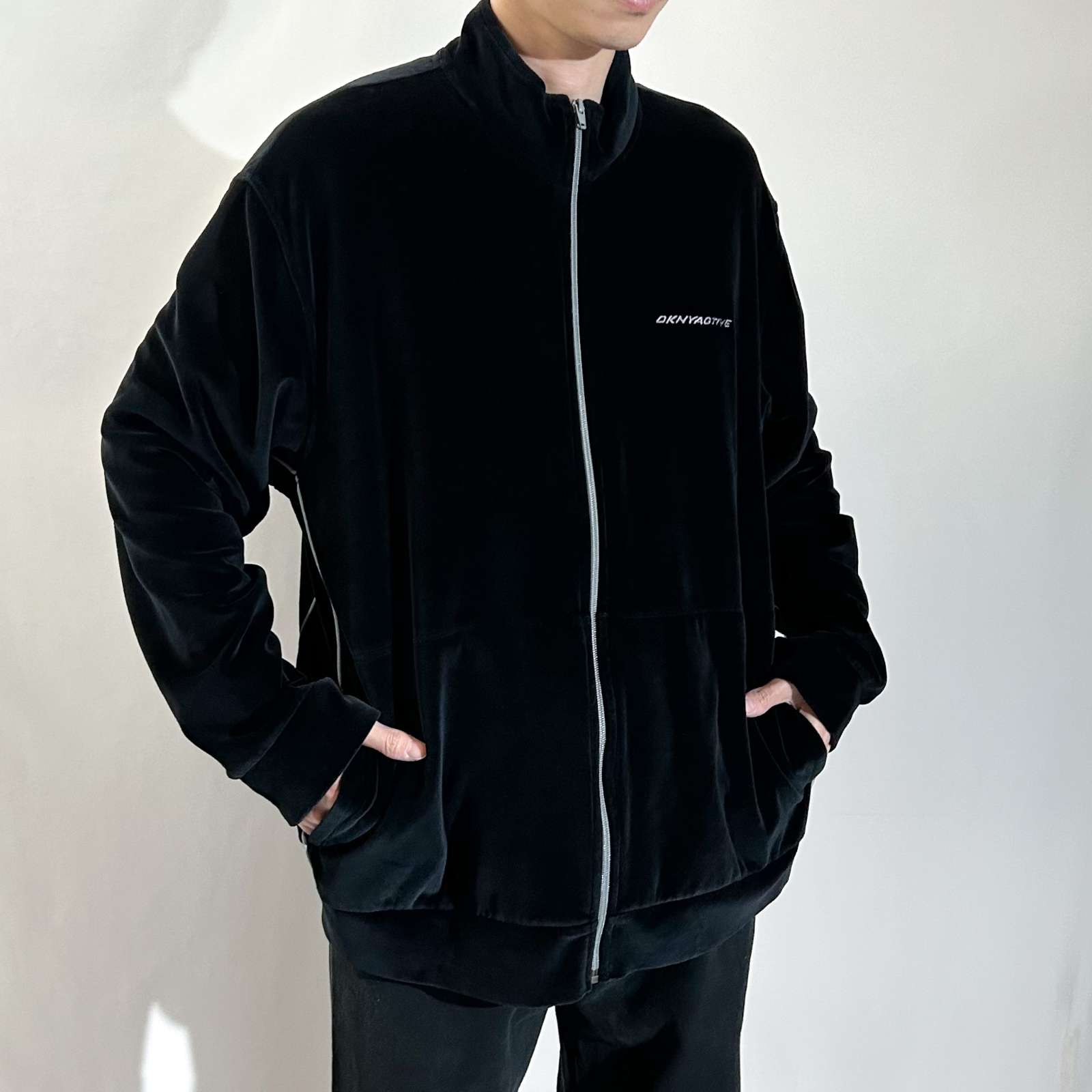 00's DKNY ACTIVE ブラック ベロア トラック ジャケット