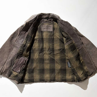 90's～00's BRITCHES 裏フランネル風 レザー ジャケット