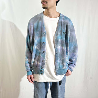 ～90's LACOSTE "FURST OF A KIND" タイダイ アクリル ニット カーディガン