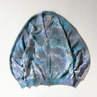 ～90's LACOSTE "FURST OF A KIND" タイダイ アクリル ニット カーディガン