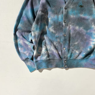 ～90's LACOSTE "FURST OF A KIND" タイダイ アクリル ニット カーディガン
