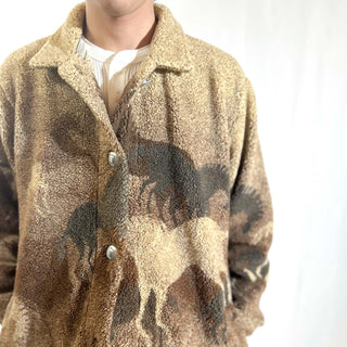 90's～ "made in Canada" County Clothing Co. ライトブラウン 馬 アニマル フリース ジャケット