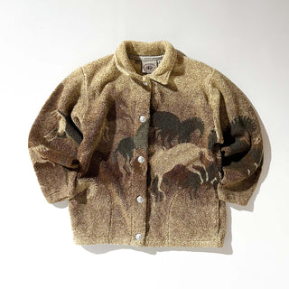 90's～ "made in Canada" County Clothing Co. ライトブラウン 馬 アニマル フリース ジャケット