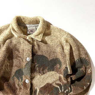 90's～ "made in Canada" County Clothing Co. ライトブラウン 馬 アニマル フリース ジャケット