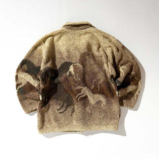 90's～ "made in Canada" County Clothing Co. ライトブラウン 馬 アニマル フリース ジャケット