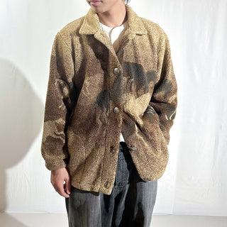 90's～ "made in Canada" County Clothing Co. ライトブラウン 馬 アニマル フリース ジャケット