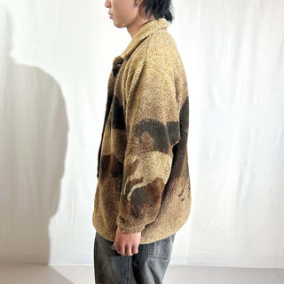 90's～ "made in Canada" County Clothing Co. ライトブラウン 馬 アニマル フリース ジャケット